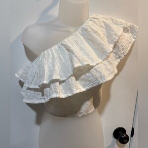 Abercrombie & Fitch White Textured Top-#1164